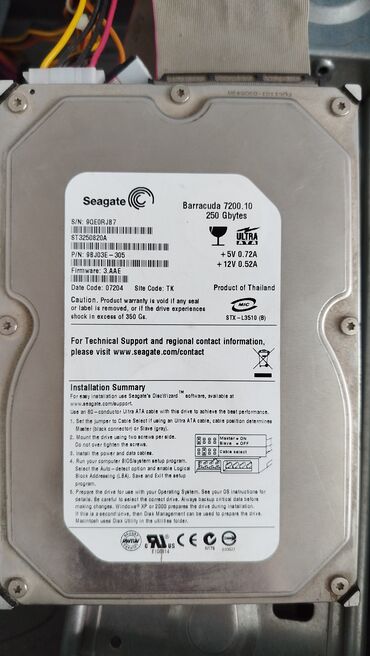Жесткие диски, переносные винчестеры: Накопитель, Б/у, Seagate, HDD, 256 ГБ, 3.5", Для ПК
