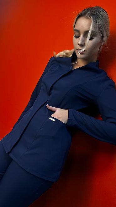 кожа костюм: Женский медицинский костюм (куртка + брюки) - Современный приталенный — 5