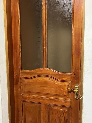 taxta biti: Taxta otaq qapısı – şüşəli model - Material: təbii ağac (açıq-qəhvəyi — 2