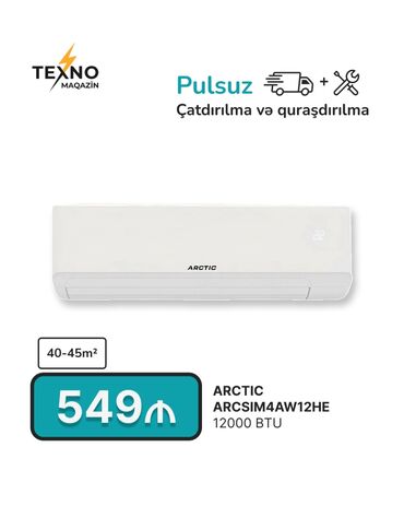 internet kod: Kondisioner 40-45 kv. m, Split sistem, Pulsuz quraşdırılma