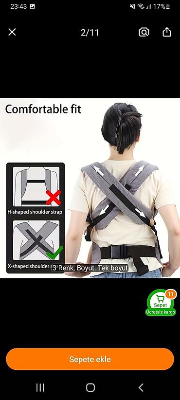 Коляски: Məhsul: Körpə daşıma çantası (ergonomik baby carrier) - Rəng: Qara - — 2