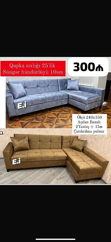 Künc divan – açılan bazalı model - Ölçü: 240 × 150 sm - Qupka — 1