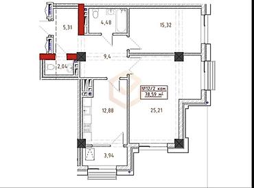 180: 3 комнаты, 84 м², Восток-5 мкр Элитка, 14 этаж, ПСО (под самоотделку) — 2