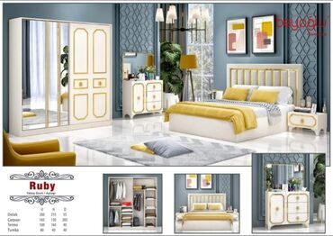 Yataq otağı dəstləri: 2 təknəfərlik çarpayı, Tumba, Dolab, 2 tumba, Azərbaycan, Yeni — 12