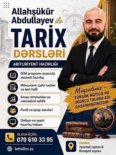 Услуги: Репетитор, История, Азербайджанский, Подготовка абитуриентов, Подготовка к экзаменам — 1