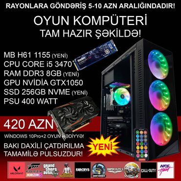 Masaüstü kompüterlər və iş stansiyaları: Oyun üçün Kompüter "RGB Gaming Core i5 3470 GTX1050 2GB 256GB NVME” — 2
