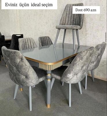 турецкая мягкая мебель в баку: Qonaq otağı üçün, Yeni, Açılan, Dördbucaq masa, 6 stul