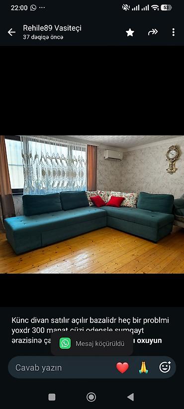 Künc divan satılır açılır bazalidr heç bir problmi yoxdr 300 manat