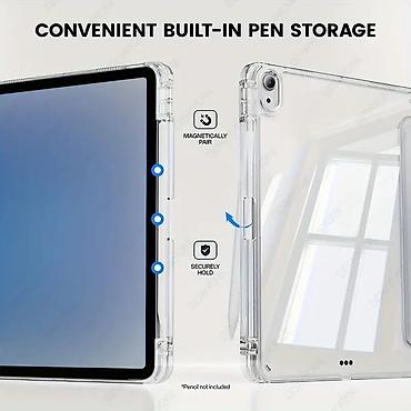ipad 2018: Абсолютно новый прозрачный чехол для планшета с встроенным держателем — 1