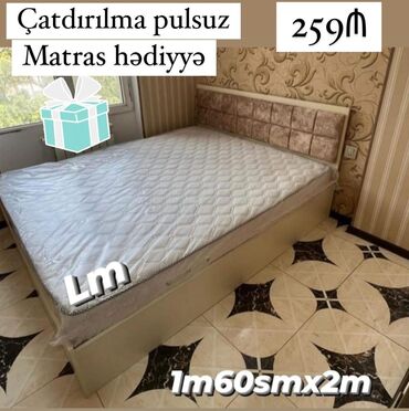 Yeni, İkinəfərlik çarpayı, Bazasız, Matras ilə, Siyirməsiz