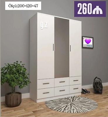 dekor vitrin: Açıq rəngli 3 qapılı geyim dolabı - Ölçü: 200 × 120 × 47 sm - Üst — 1