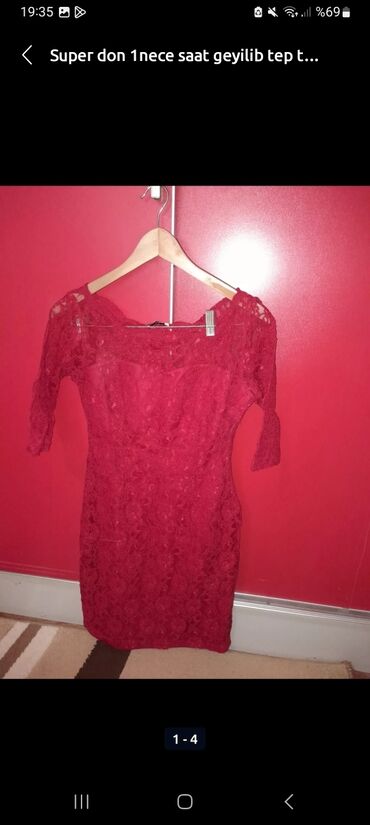 qırmızı don: Коктейльное платье, Мини, L (EU 40)