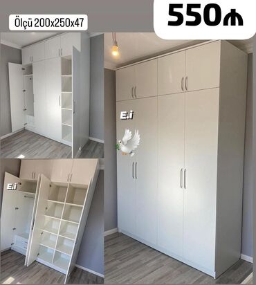 подвесные шкафы в спальню: Yeni, Açılan, Düz dolab, Qarderob, paltar dolabı