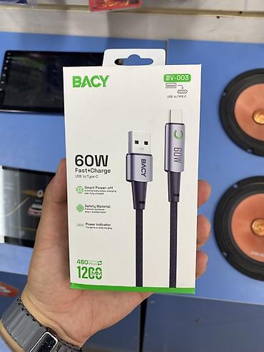 Кабель BAC Y BV-003 USB–Type‑C - Мощность быстрой зарядки до 60W at lalafo.kg Кабель BAC Y BV-003 USB–Type‑C - Мощность быстрой зарядки до 60W