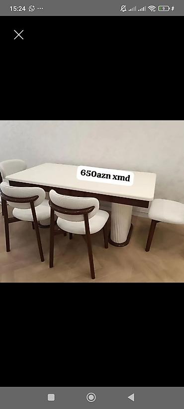 Yemək masası dəsti Müasir dizaynlı yemək masası və 4 oturacaqdan
