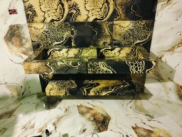 Moydadırlar: Mərmər effektli, düzbucaqlı formalı, qara rəngli dolablı asma tualet — 4