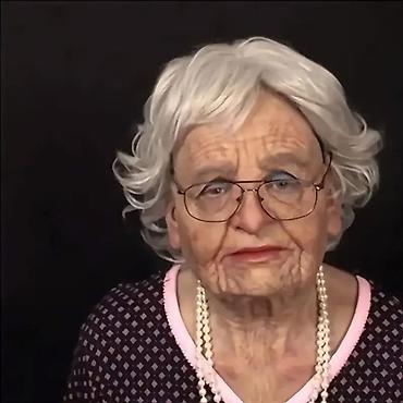 Kostimi za maskenbal: Ultra-realistična maska starije gospođe – celoglava, sa ramenim — 4