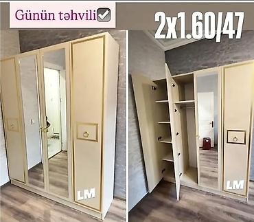 divan kreslo təmiri: Məhsul: 4 qapılı güzgülü paltar şkafı - Ölçü: 200 x 160 x 47 sm (2 x — 3