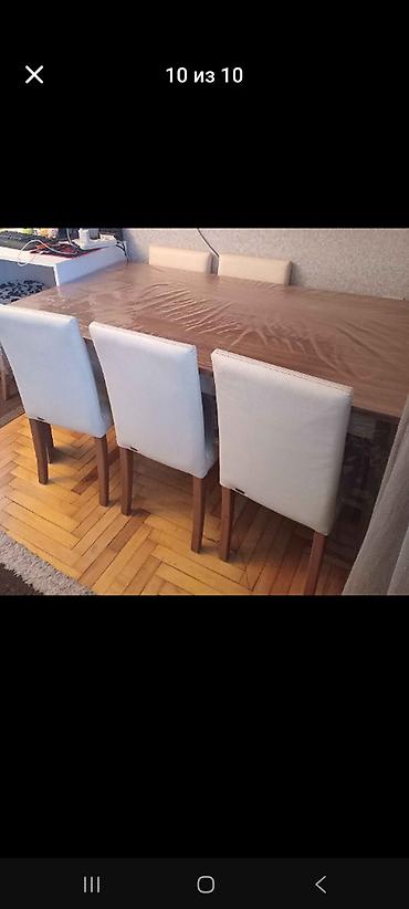 Qonaq otağı üçün, İşlənmiş, Açılmayan, Dördbucaq masa, 6 stul
