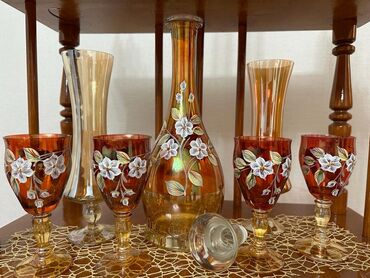держатель для стаканов: Антикварный набор производства Чехословакия, ручная роспись