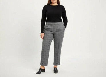 ubrania oversize: Material trousers for women, size 4XL