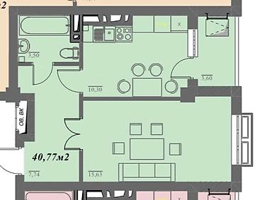 дордой комната: 1 комната, 41 м², Дордой Моторс рынок Элитка, 6 этаж, ПСО (под самоотделку) — 1