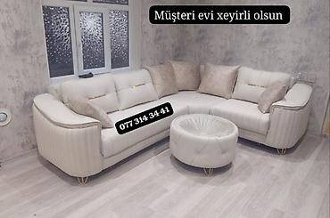 nabor acarlar: Modern künc divan dəsti - Rəng: krem/ivory - Komplekt: L formalı künc — 1