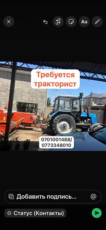 трактор: Вакансия: тракторист Описание работ: - Управление колесным трактором — 1