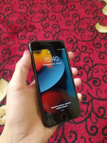 apple: IPhone 7, Б/у, 32 ГБ, Черный, Кабель, Чехол, 90 %