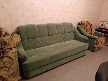 качалка кресло: Түз диван, түсү - Жашыл, Колдонулган