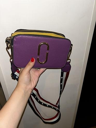 bts canta: Çiyin çantası – mini “camera bag” formatı - Rəng: bənövşəyi ön hissə — 1