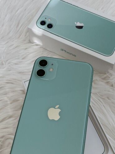 iphone 11 копия: IPhone 11, Колдонулган, 128 ГБ, Жашыл, Куту, 75 %