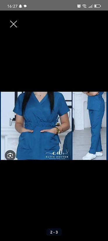 tibbi mehsullar: Tibbi forma dəsti – Elite Doctor - Rəng: mavi - İki hissə: V-yaxa — 1