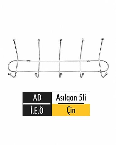 вешалку для одежды: Metal divar askısı – 5-li - Material: xrom örtüklü metal - Quruluş: 5 — 1