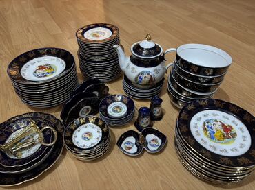 богемское стекло фужеры: Nahar dəsti, rəng - Qızılı, Farfor, Çexiya