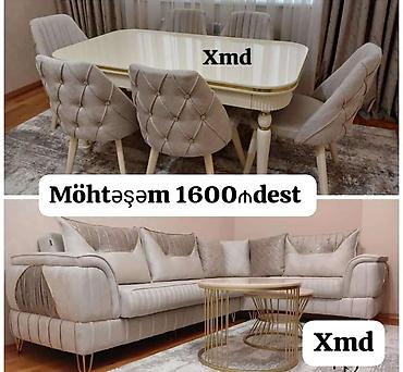 Masa və oturacaq dəstləri: Masa və 6 stul dəsti – Xmd • Komplekt: 1 yemək masası + 6 ədəd stul — 20