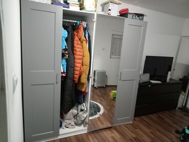 najbolji kreveti za spavanje: Double warderobe, Mediapan, color - Grey, Used