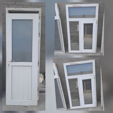 plastik qapi pencere satisi: 2pəncərə, 1 qapı satılır qapı 50₼ pəncərə biri 40₼ Pəncərə 80*130