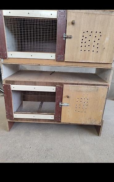 Үй жаныбарлары: Двухъярусная деревянная клетка для содержания кроликов,цыплят,птицы — 1