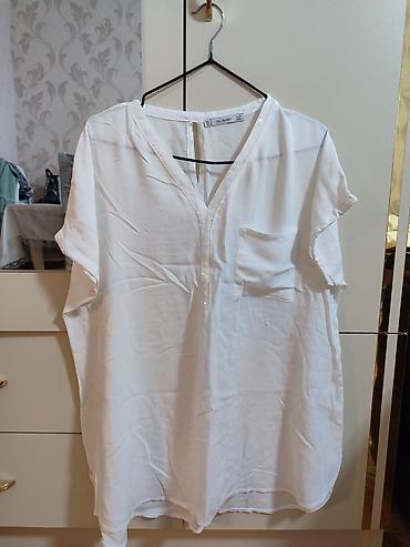 Ağ rəngli qadın bluzası – ZARA Basic seriyası. - Model: V-şəkilli