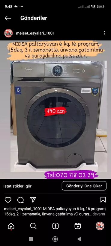 Paltaryuyan maşınlar: Paltaryuyan maşın 7 kq, Yeni, Pulsuz çatdırılma — 15