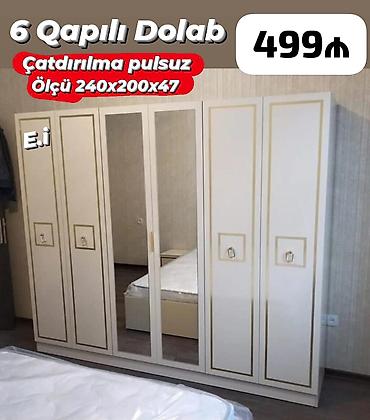 plasik qapi: 6 qapılı dolab – klassik dizayn, krem rəngdə, qızılı haşiyələr və — 1