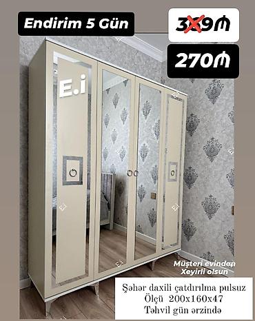 keci sutu: Yeni, 4 qapılı, Güzgülü, Boz, Açılan, Düz dolab — 1