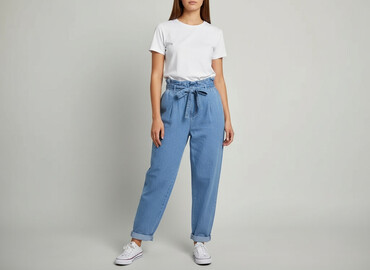jeansy paperbag: Asos, Jeansy damskie, rozmiar 2XS