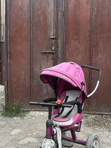 прогулочные коляски для новорожденных: Коляска, цвет - Розовый, Б/у