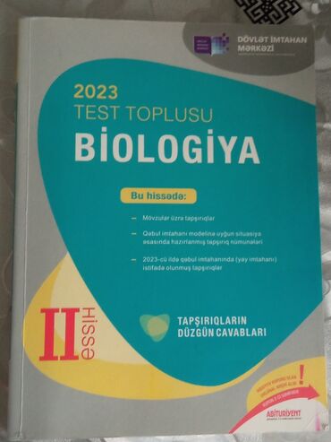 biologiya test toplusu: Biologiya test toplusu 2.hissə. İçi yazılmayıb, cavabları var. 4 AZN