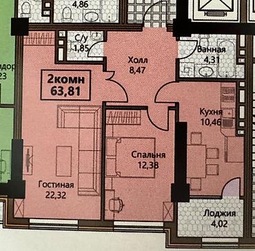 81: 2 комнаты, 64 м², Элитка, 15 этаж — 1