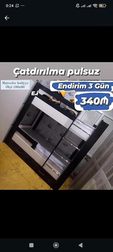 genc otagi: İki mərtəbəli çarpayı – ölçü 180x80 - Komplektdə matraslar hədiyyə - — 1