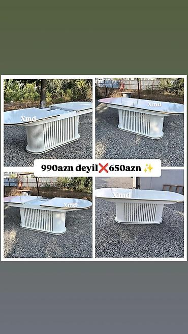 boyama seti: MDF boyalı yemək masası və 6 ədəd stul dəsti - Ölçü: 1×2 m - — 8