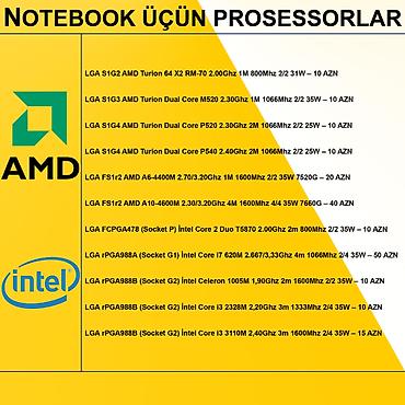 Prosessorlar: Notebook üçün Prosessorlar SAYLA ALANA VƏ USTALARA TOPDAN QİYMƏTLƏ — 2